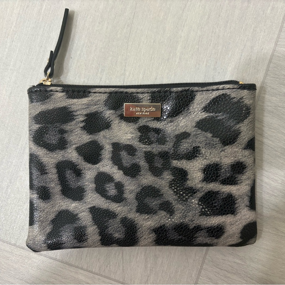 Kate Spade Black and Gray Animal Print Wristlet